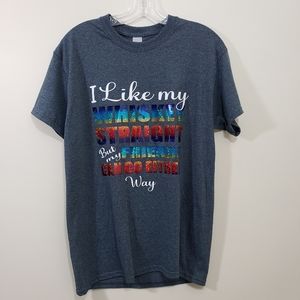 Gildan I like my whiskey straight rainbow graphic